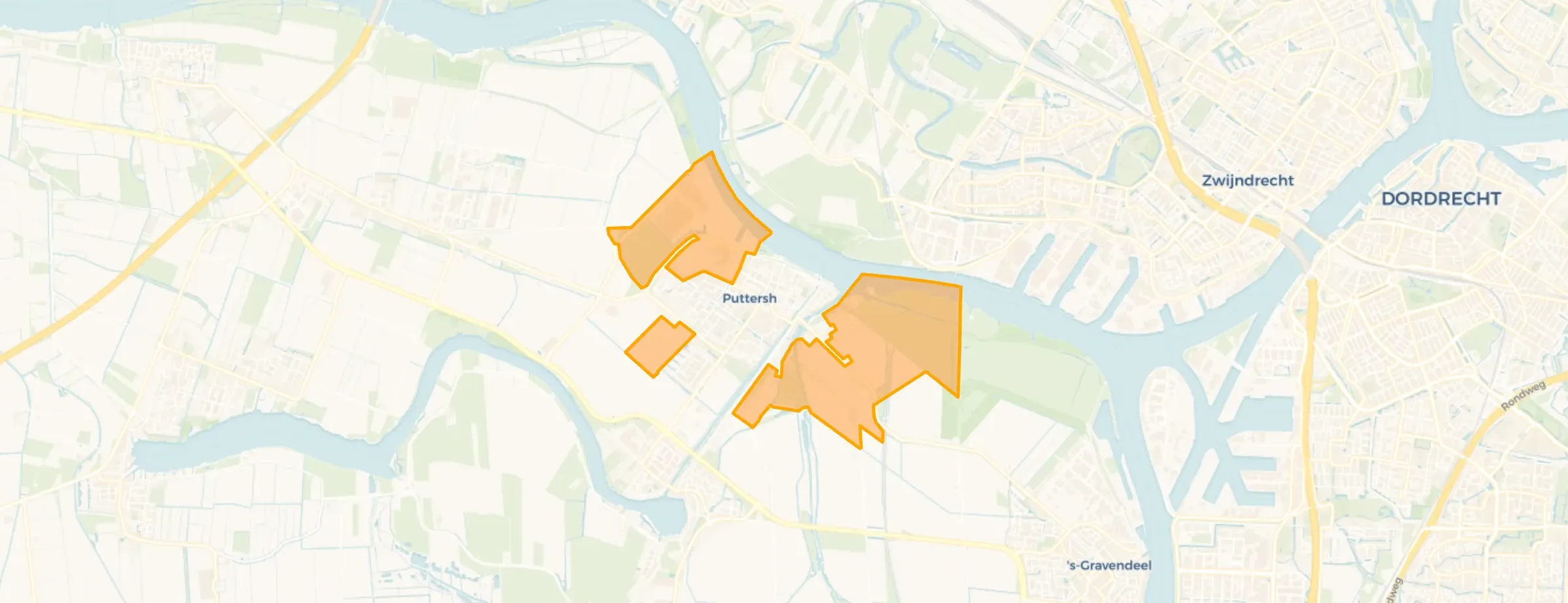 Kaart van Puttershoek Buitengebied