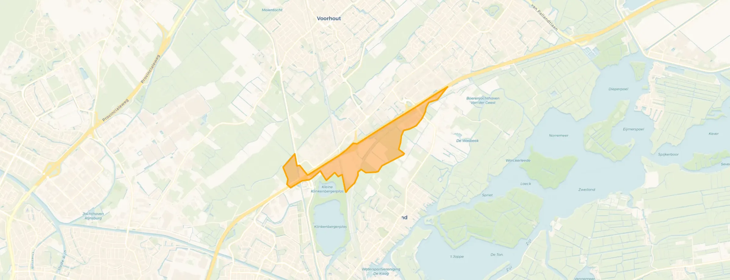 Kaart van Sassenheim buitengebied Zuid