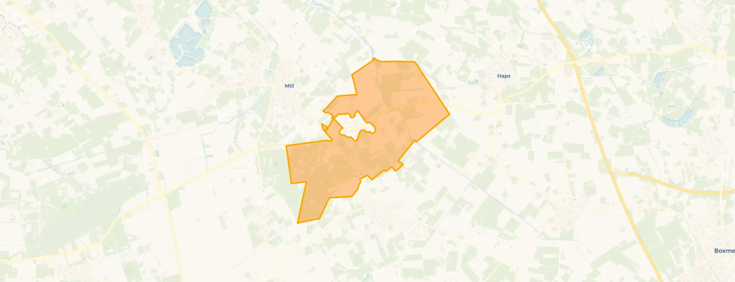 Kaart van Sint Hubert buitengebied