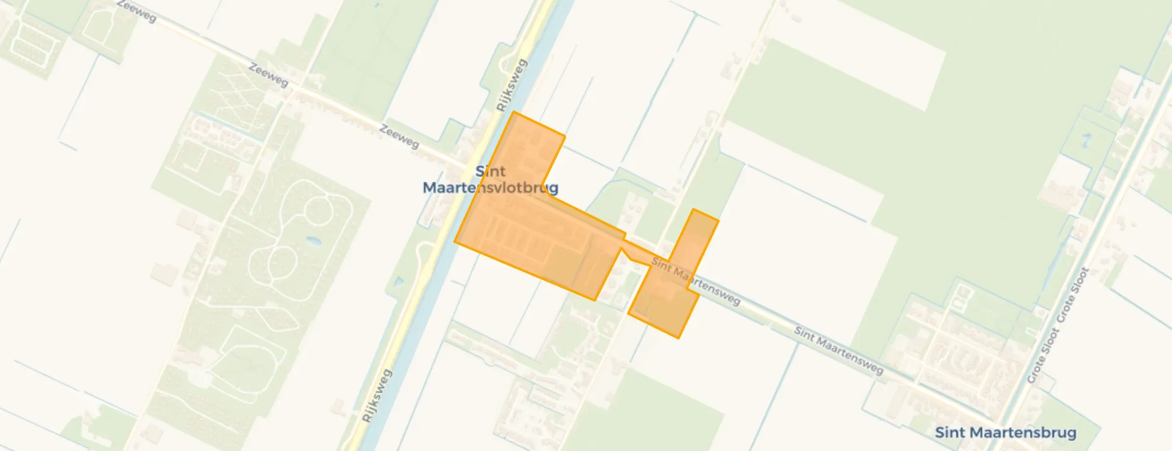 Kaart van Sint Maartensvlotbrug (woonkern)