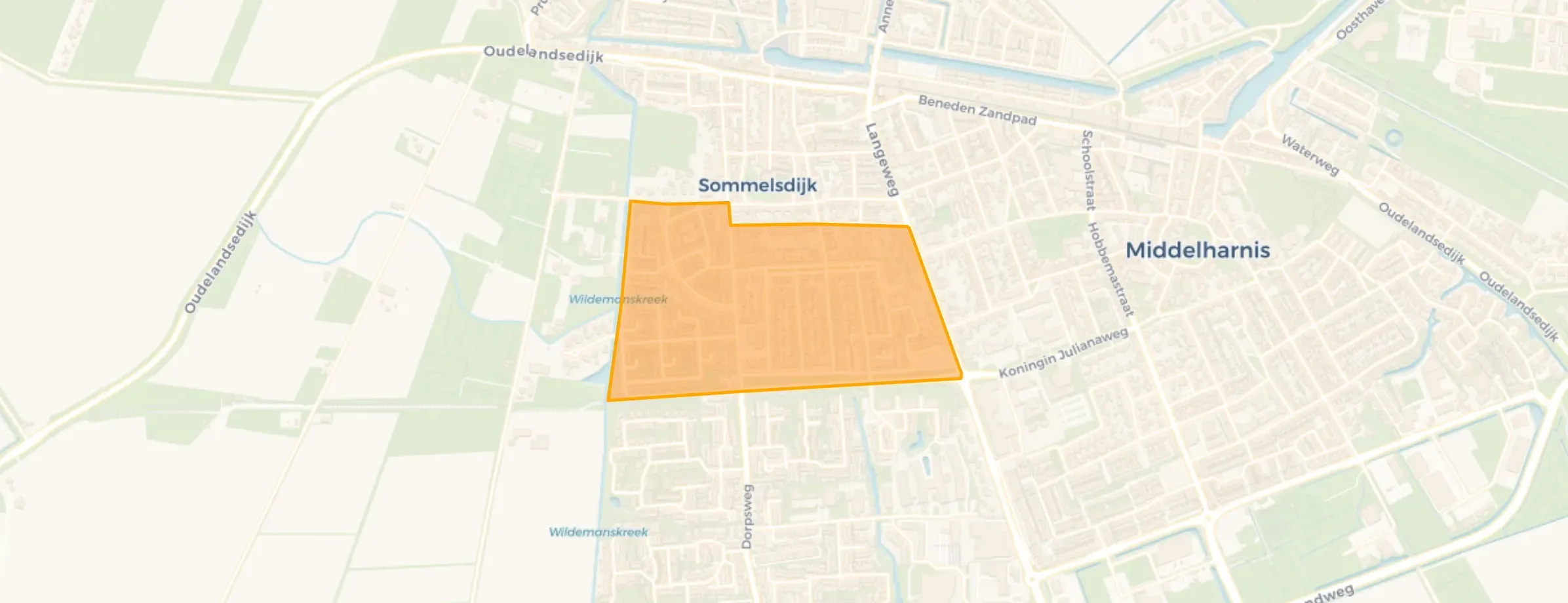 Kaart van Sommelsdijk bloemenbuurt