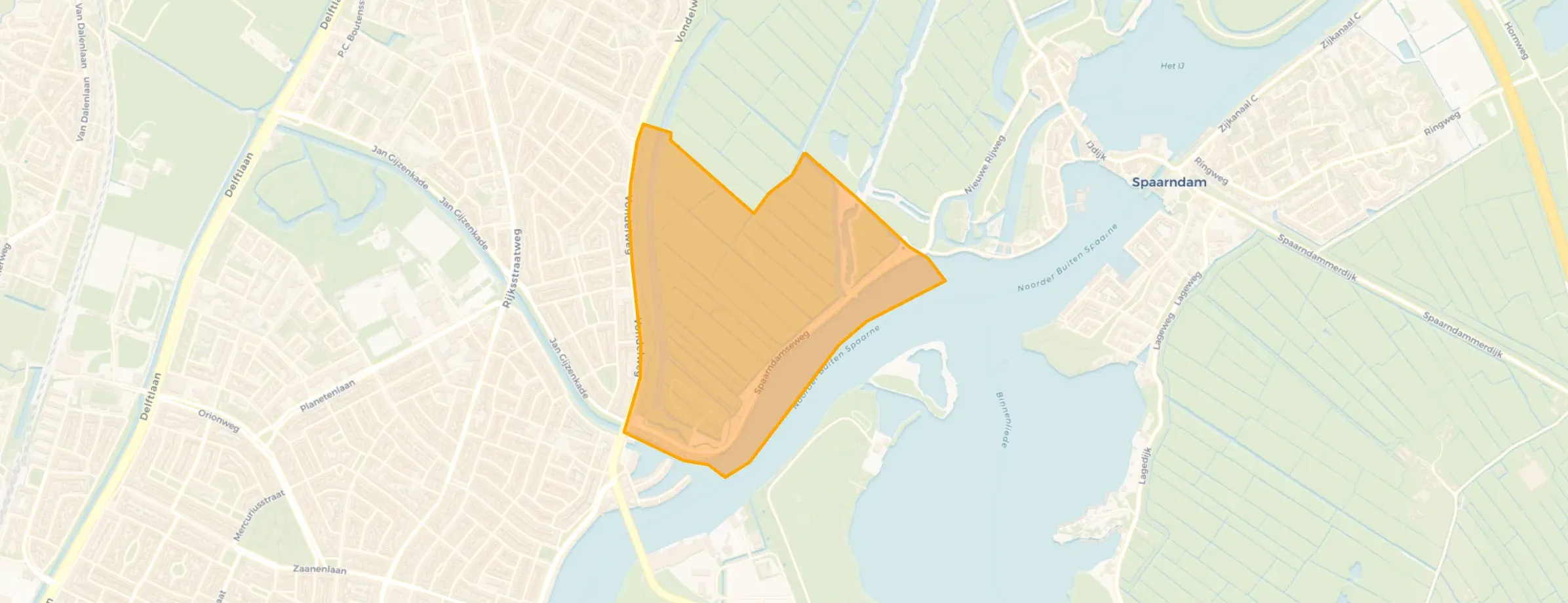 Kaart van Spaarndammerpolder-zuid