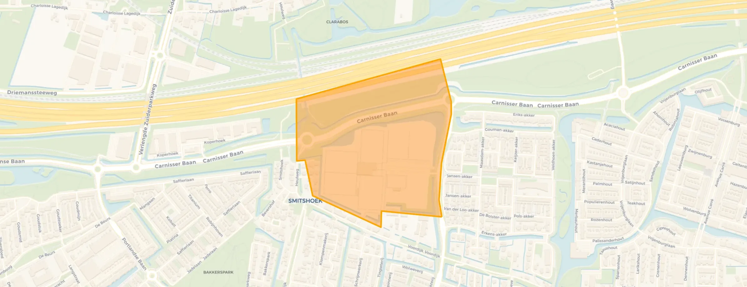 Kaart van Sportpark Smitshoek