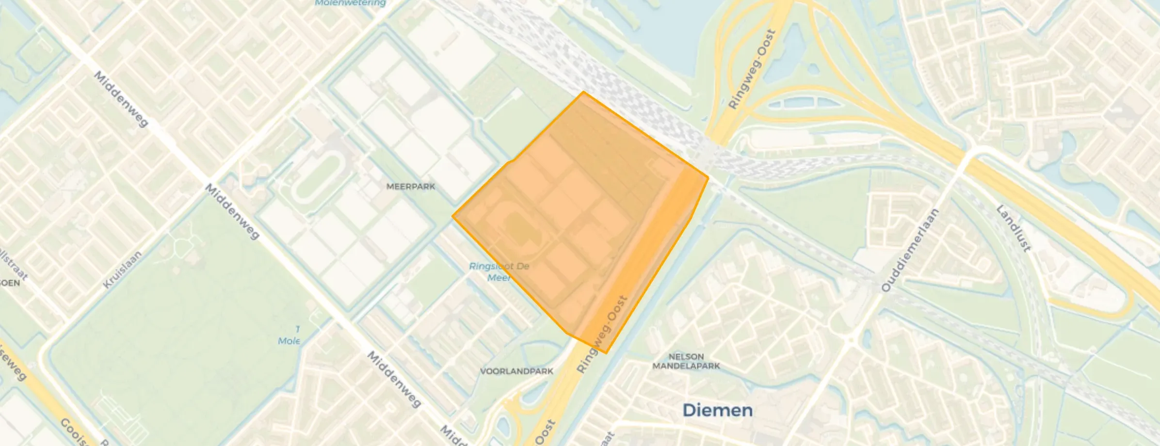 Kaart van Sportpark Voorland
