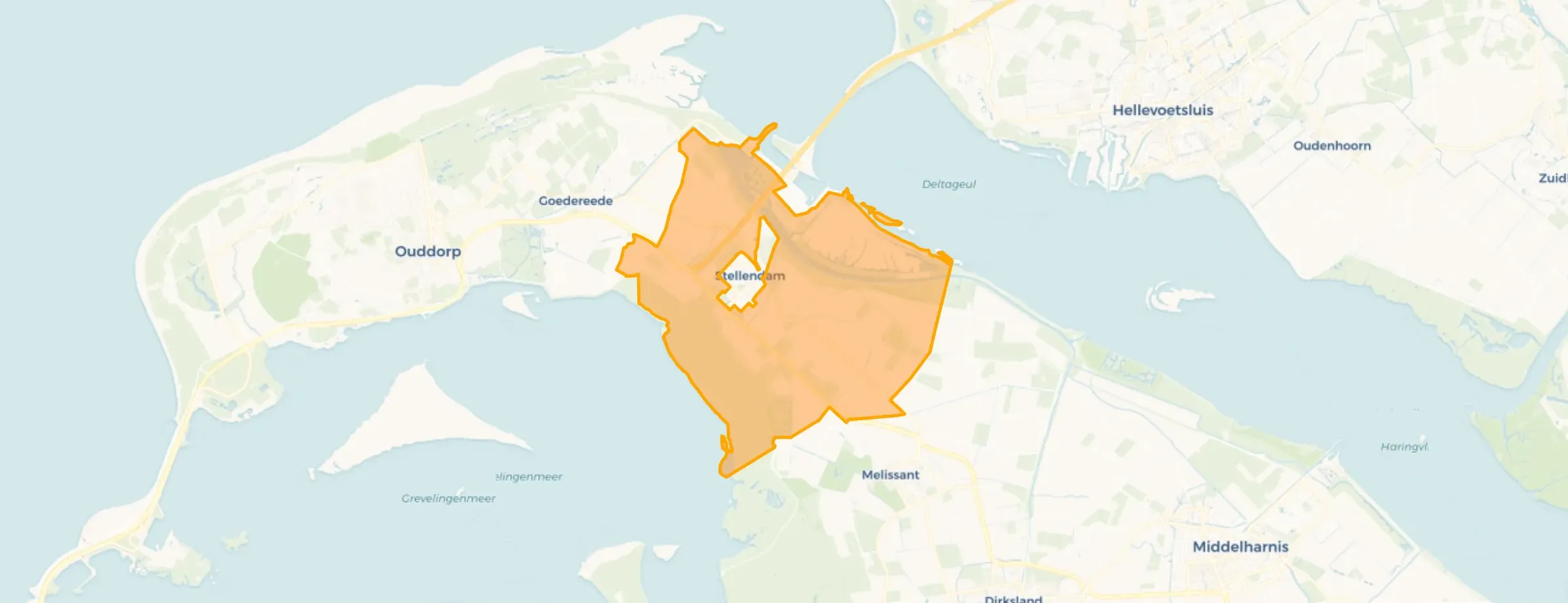 Kaart van Stellendam buitengebied