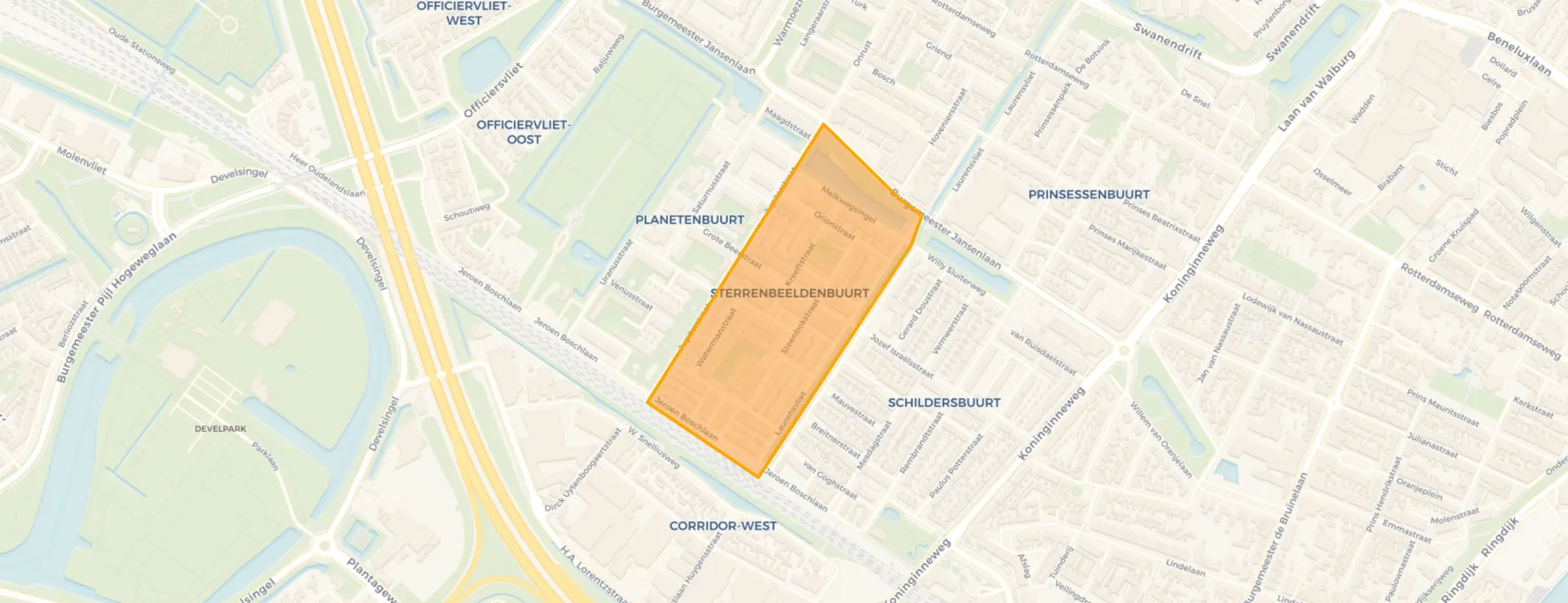 Kaart van Sterrenbeeldenbuurt
