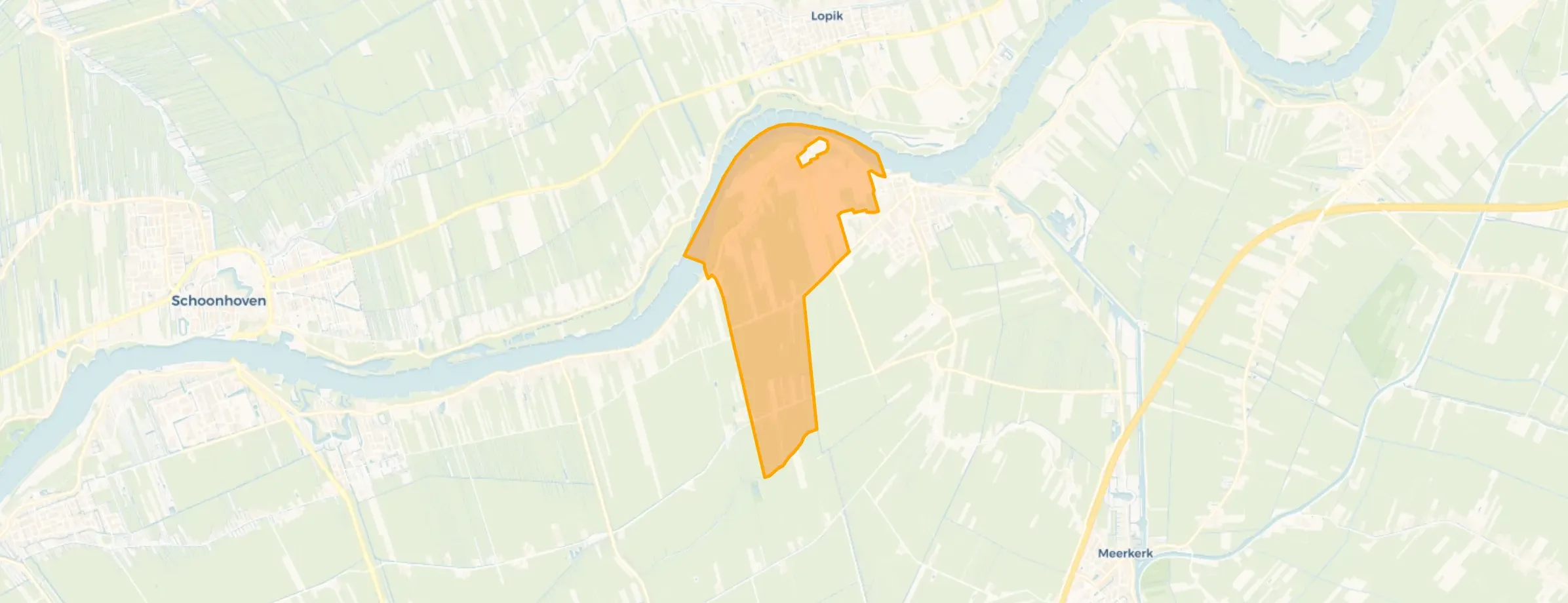 Kaart van Tienhoven aan de Lek buitengebied west