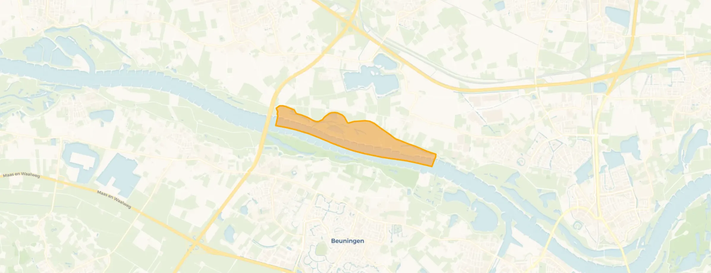 Kaart van Uiterwaarden Loenense butenpolder
