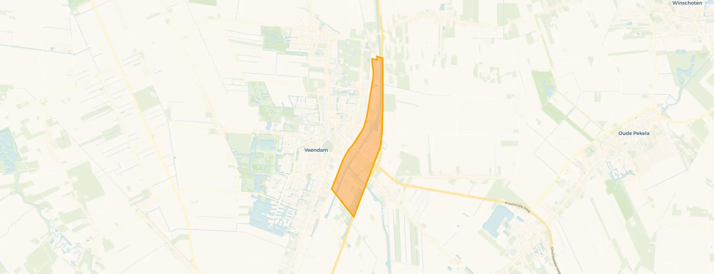 Kaart van Veendam-industriegebied