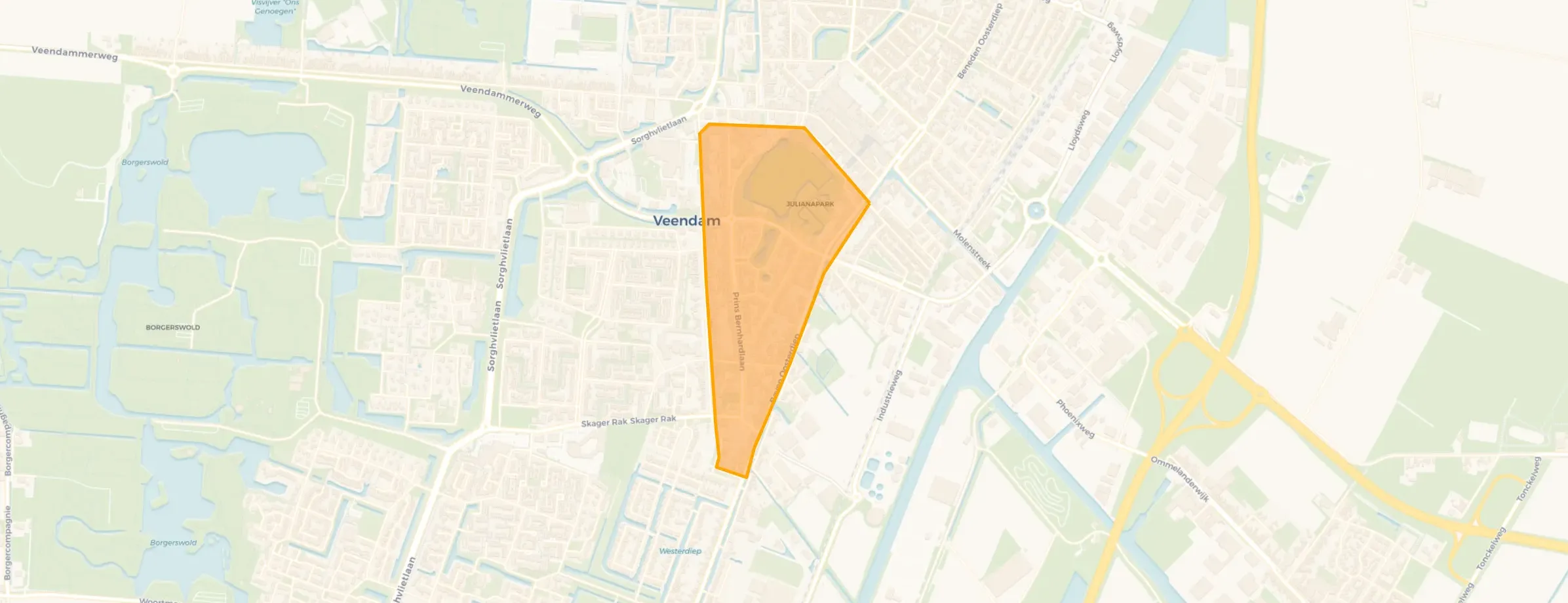Kaart van Veendam-Zuid