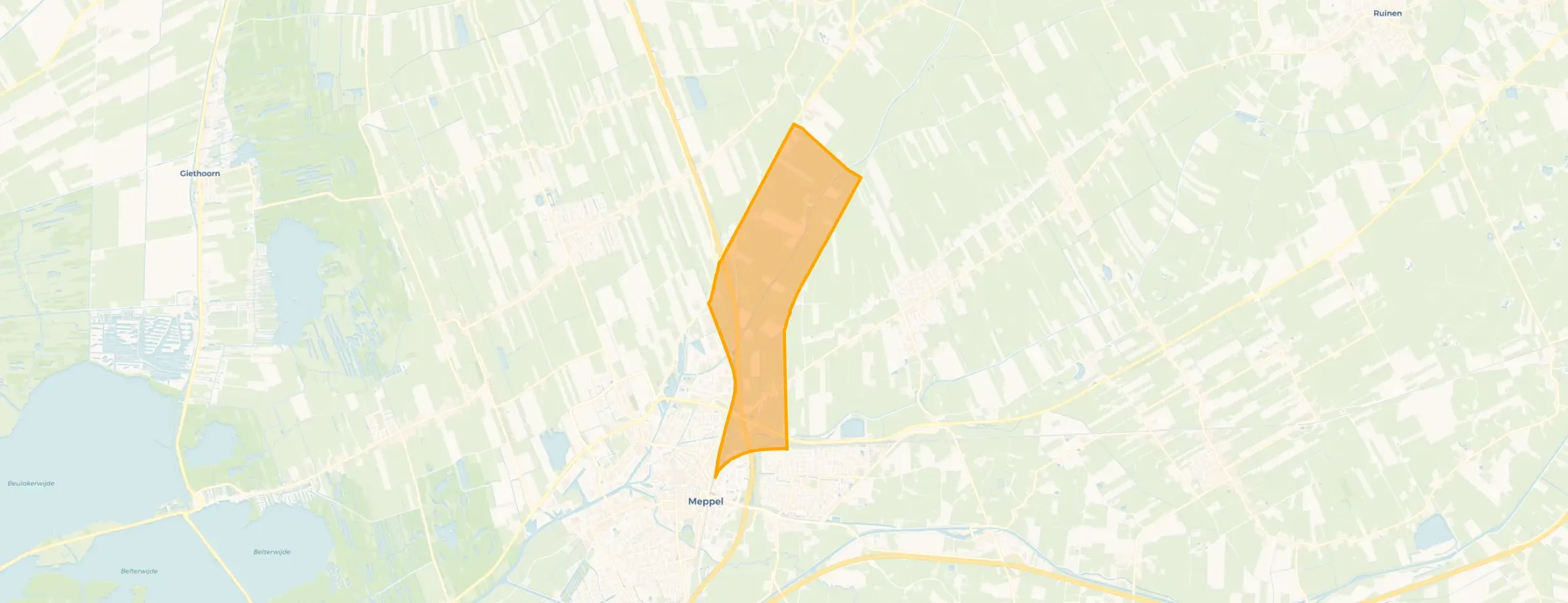 Kaart van Verspreid gebied Meppel Noord
