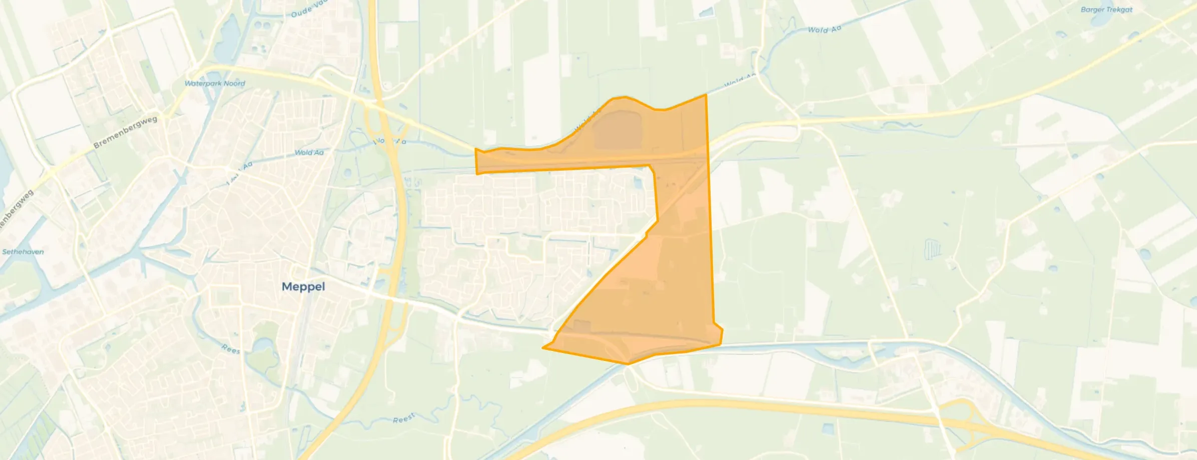Kaart van Verspreid gebied Meppel Oost