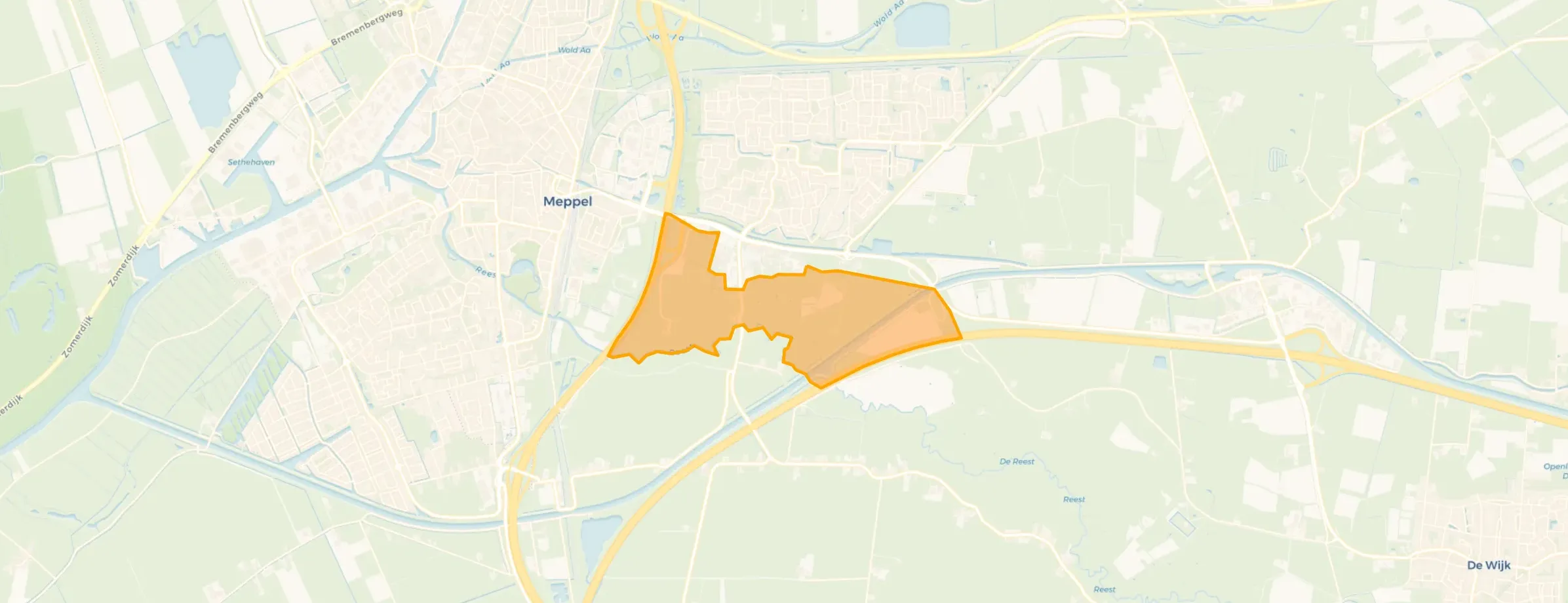 Kaart van Verspreid gebied Meppel Zuid
