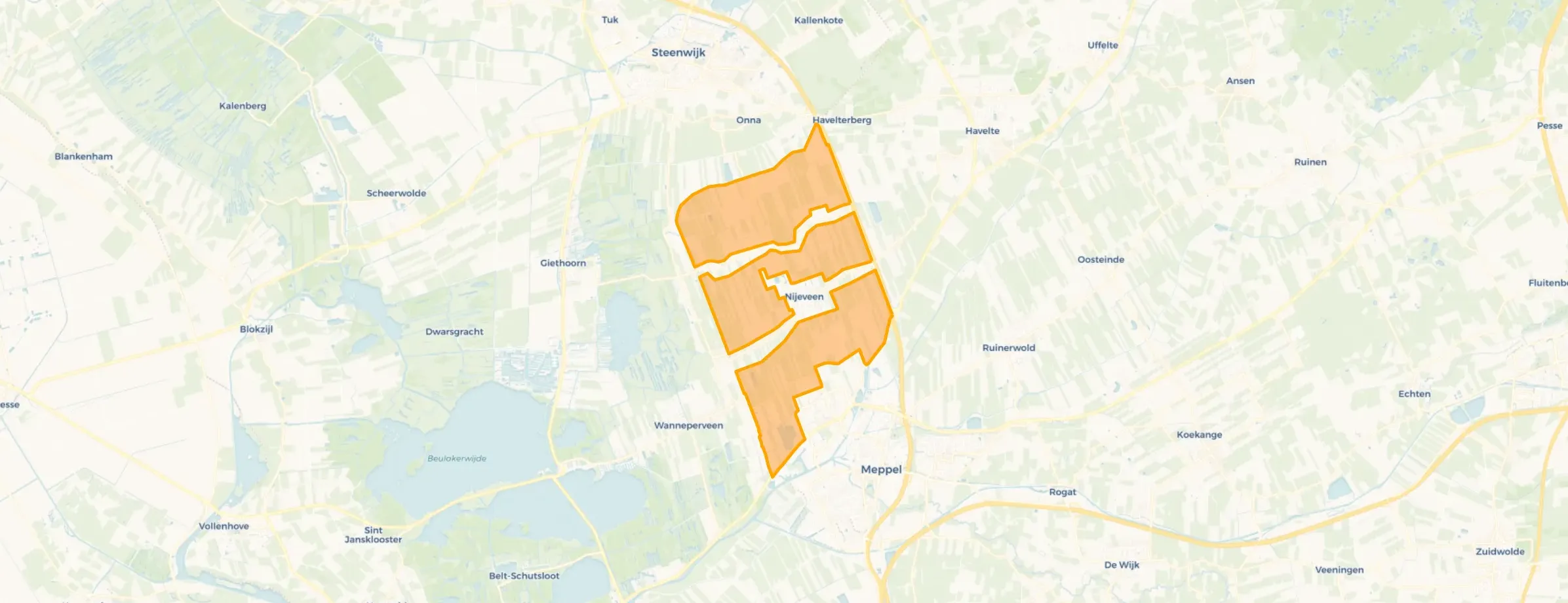 Kaart van Verspreid gebied Nijeveen