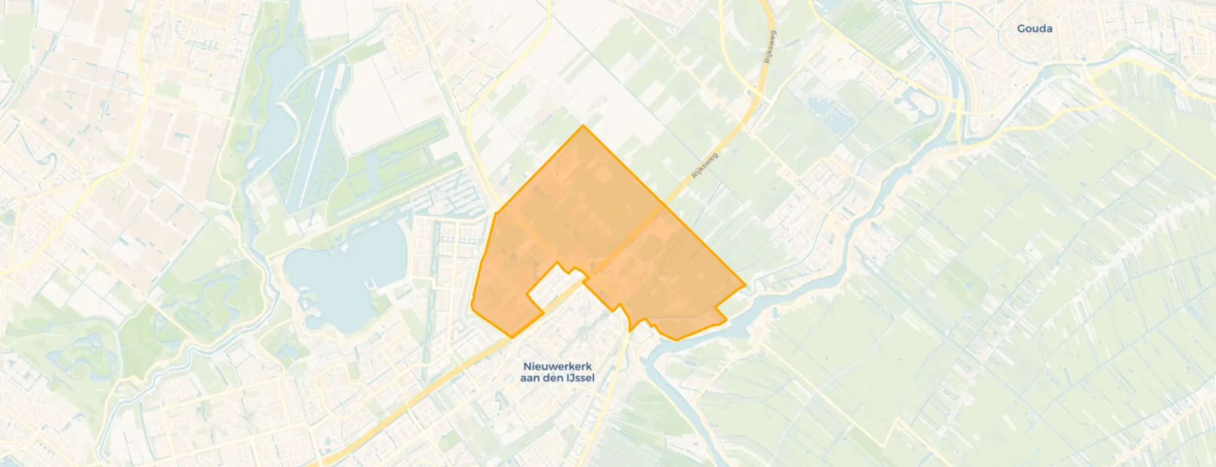 Kaart van Verspreide bebouwing Zuidplaspolder Nieuwerkerk aan den IJssel