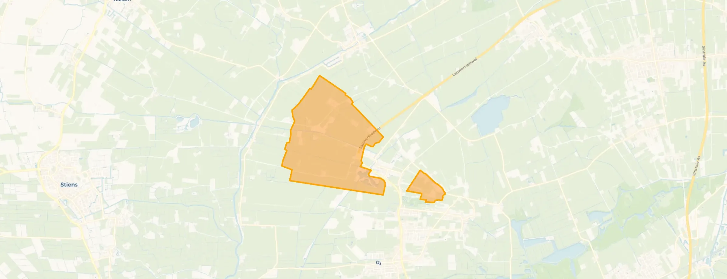 Kaart van Verspreide huizen Aldtsjerk