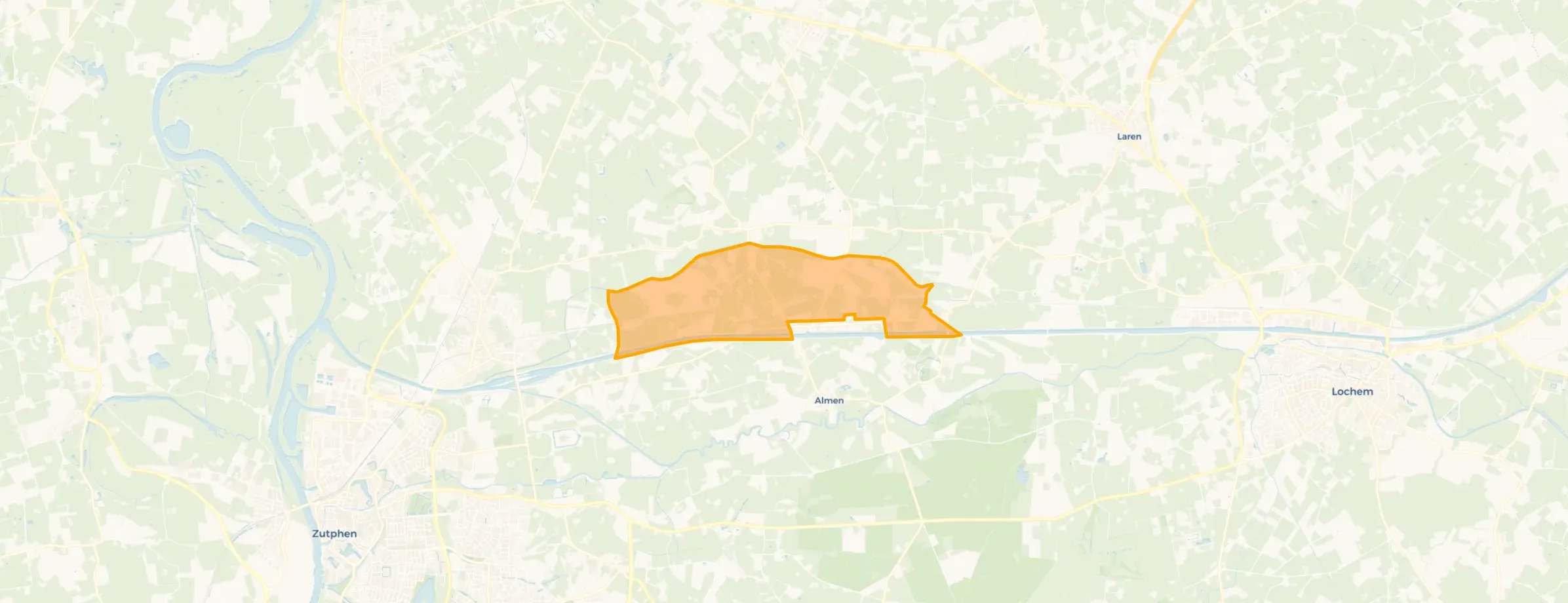 Kaart van Verspreide huizen Almen ten noorden van Twentekanaal