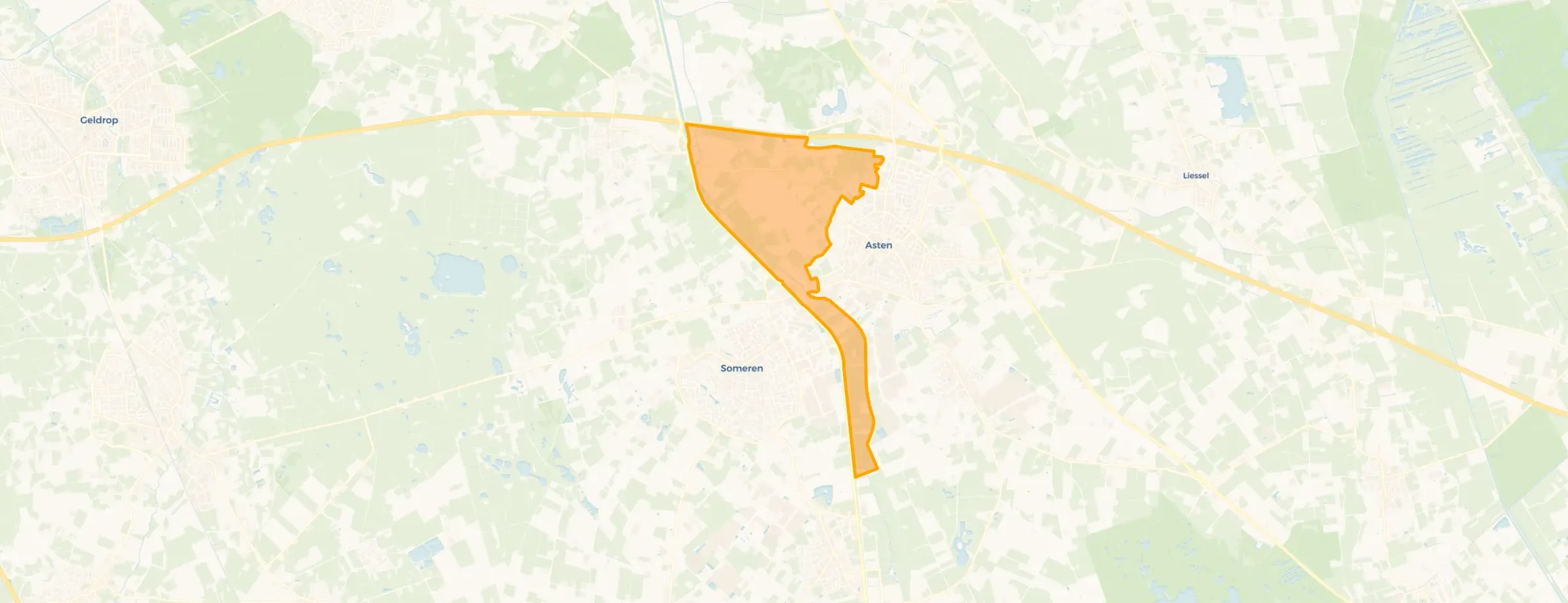 Kaart van Verspreide huizen Asten west