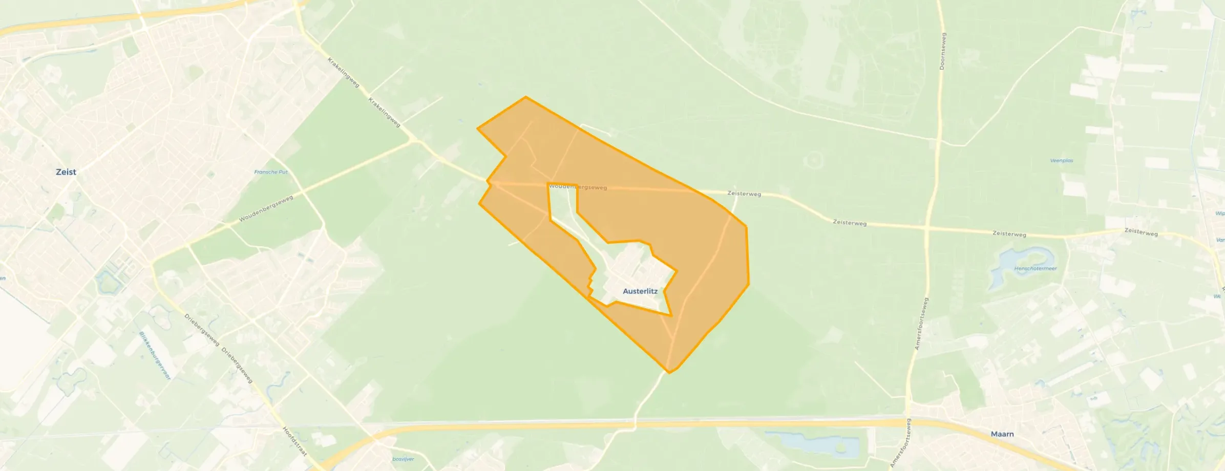 Kaart van Verspreide huizen Austerlitz