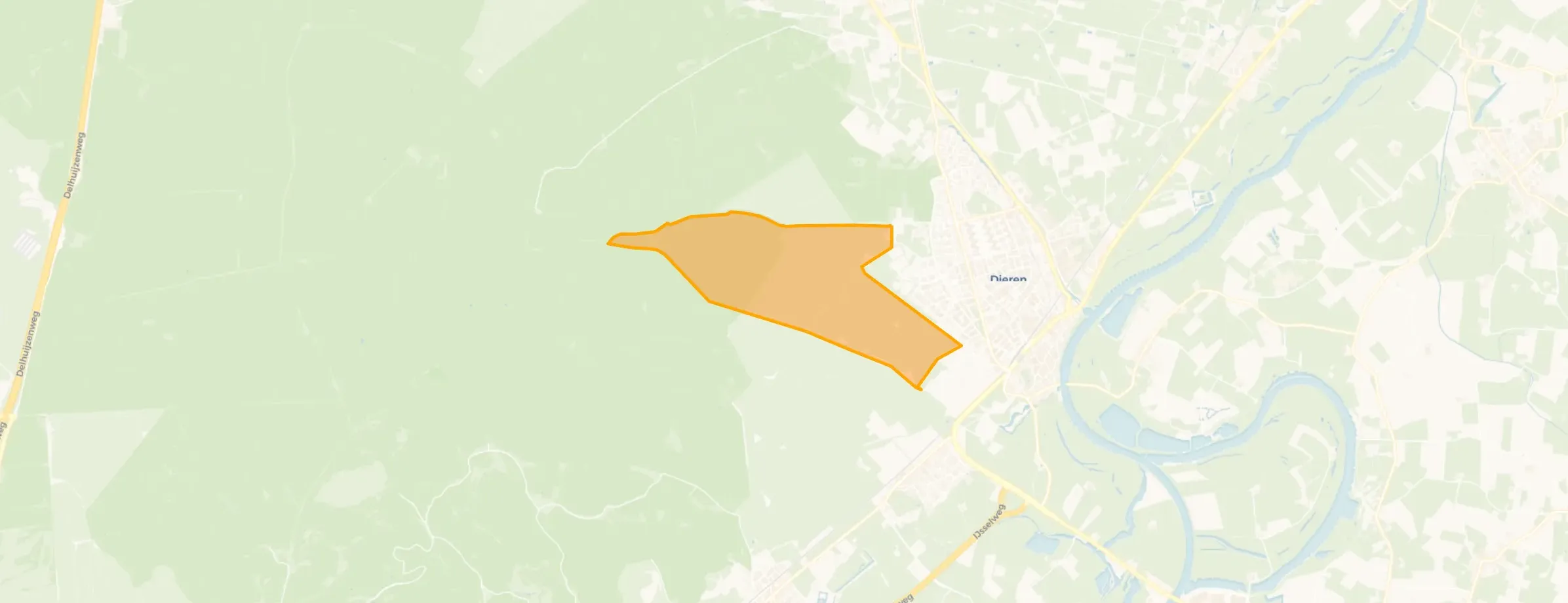 Kaart van Verspreide huizen bosgebied Dieren