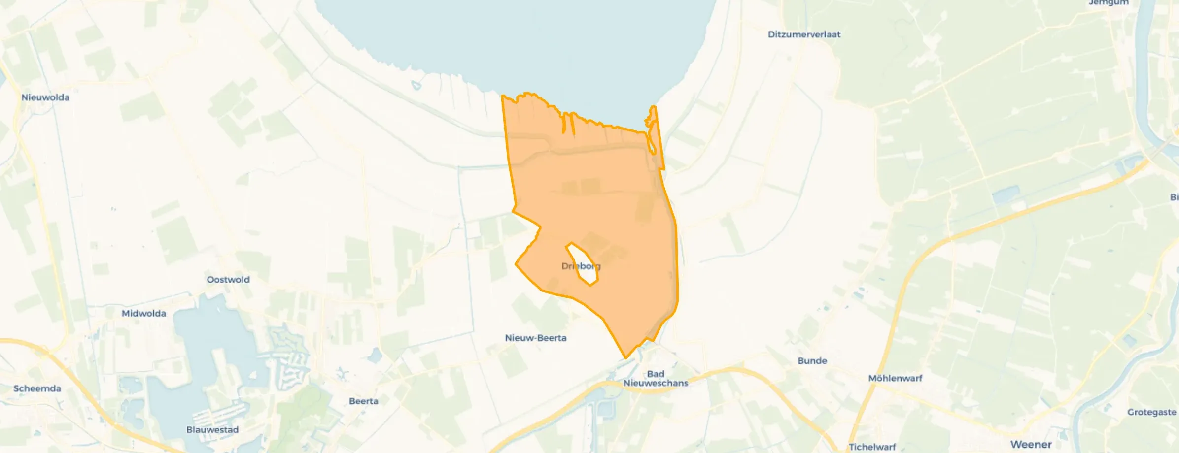 Kaart van Verspreide huizen Drieborg