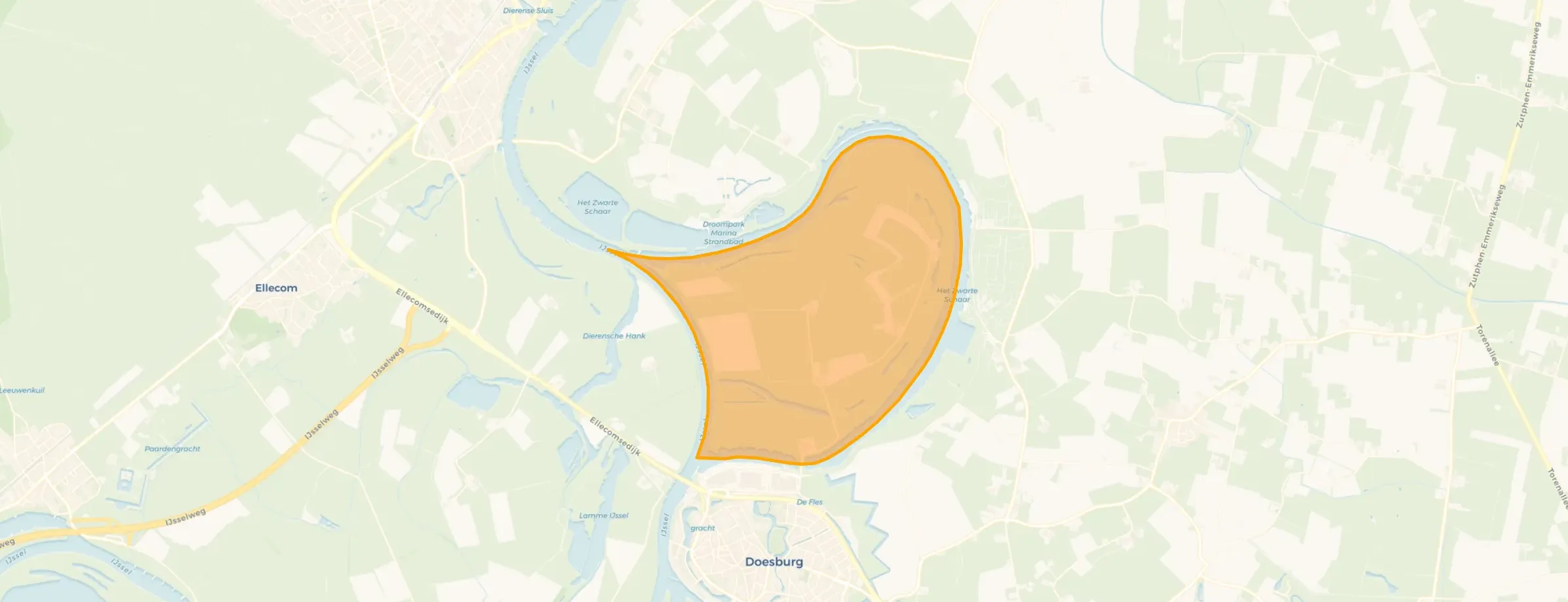 Kaart van Verspreide huizen Fraterswaard-Noordoost