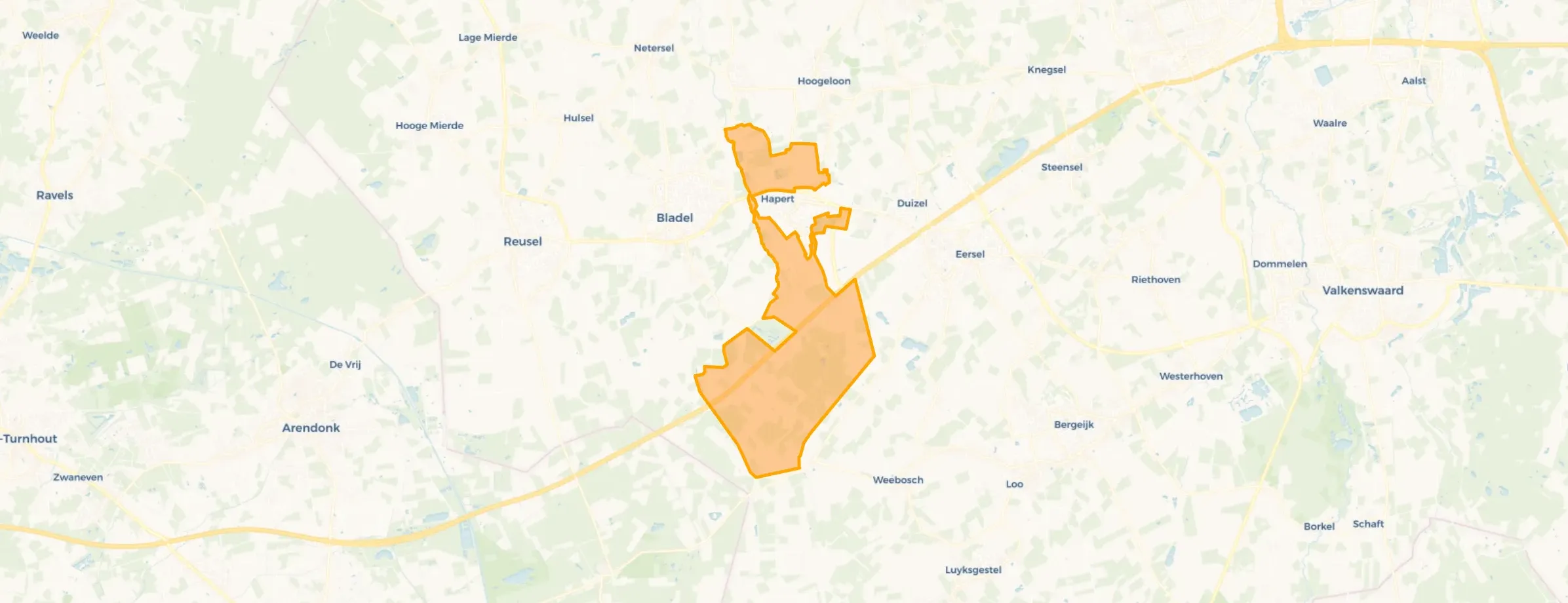 Kaart van Verspreide huizen Hapert
