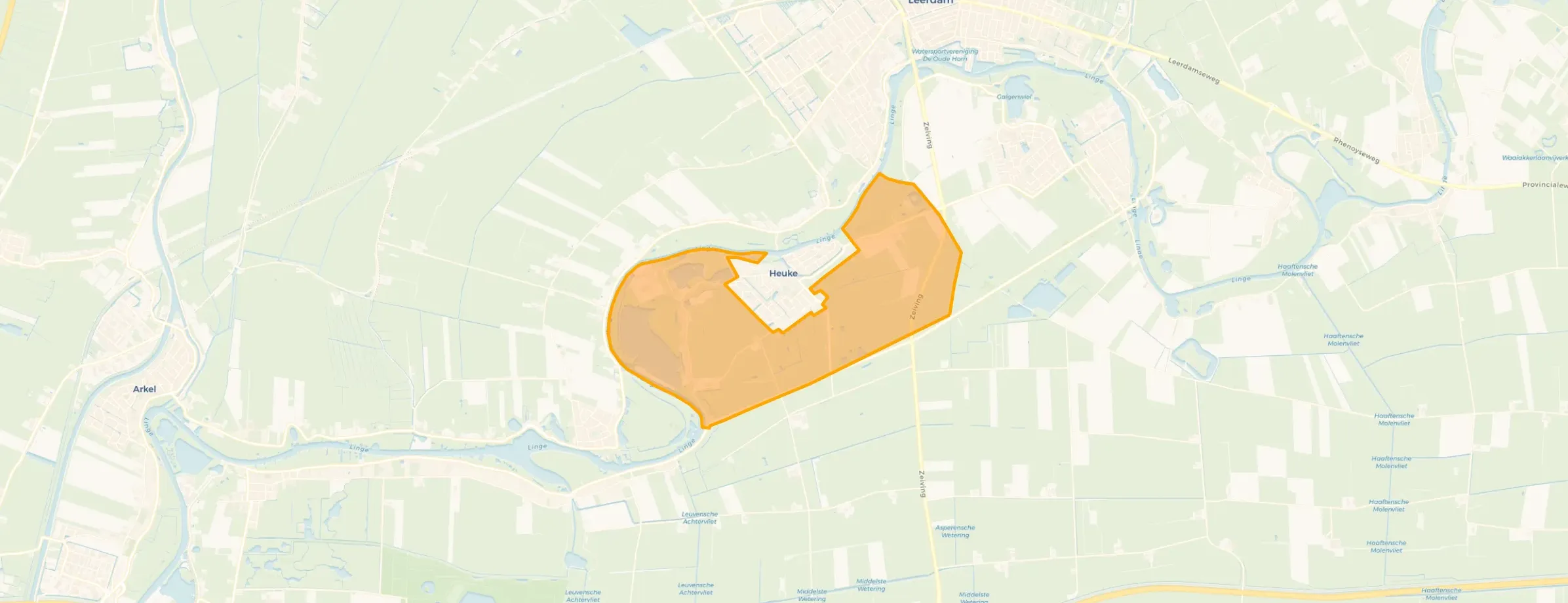 Kaart van Verspreide huizen Heukelum en Friezenwijk