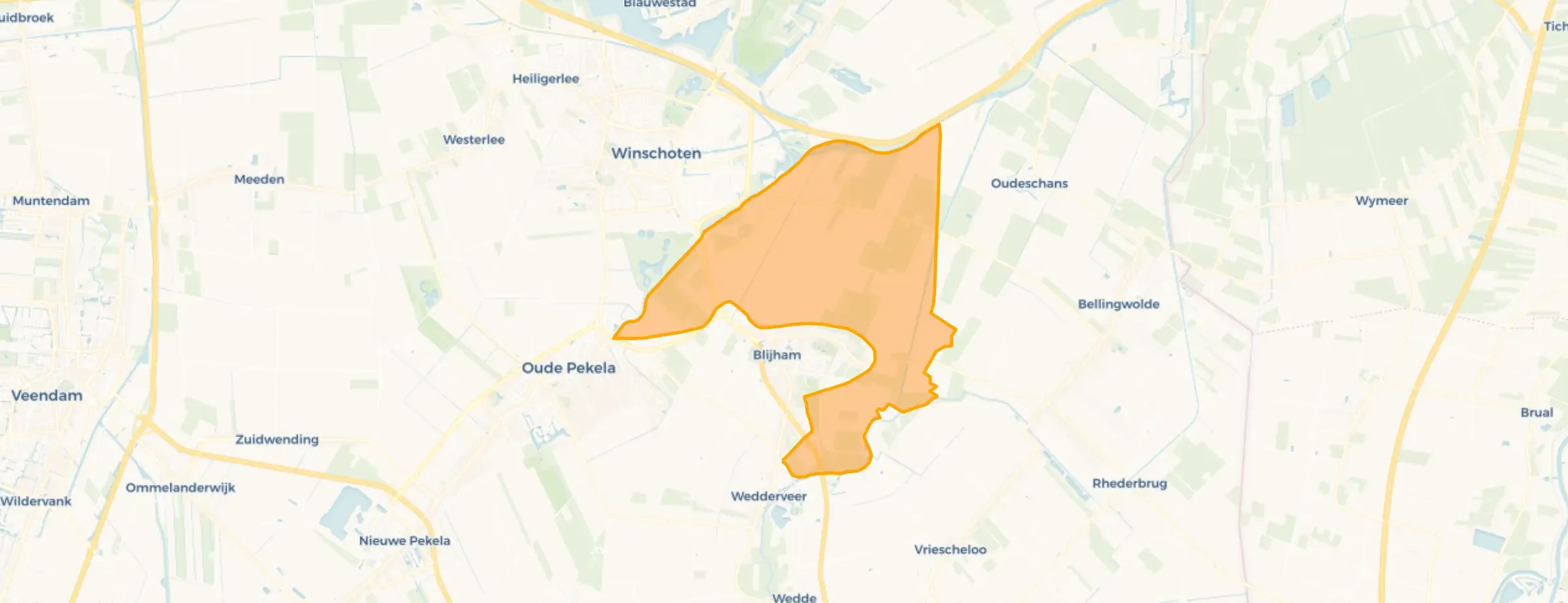 Verspreide huizen in de polder Blijham