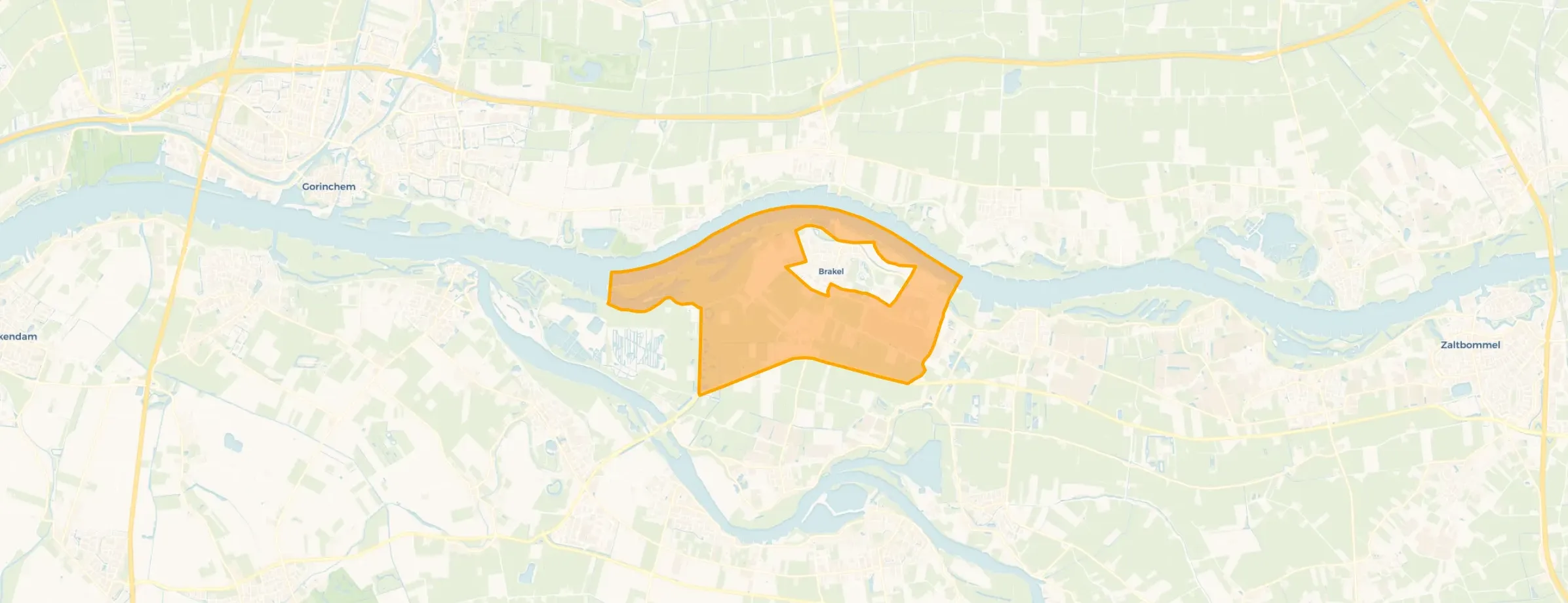 Kaart van Verspreide huizen in de polder Brakel