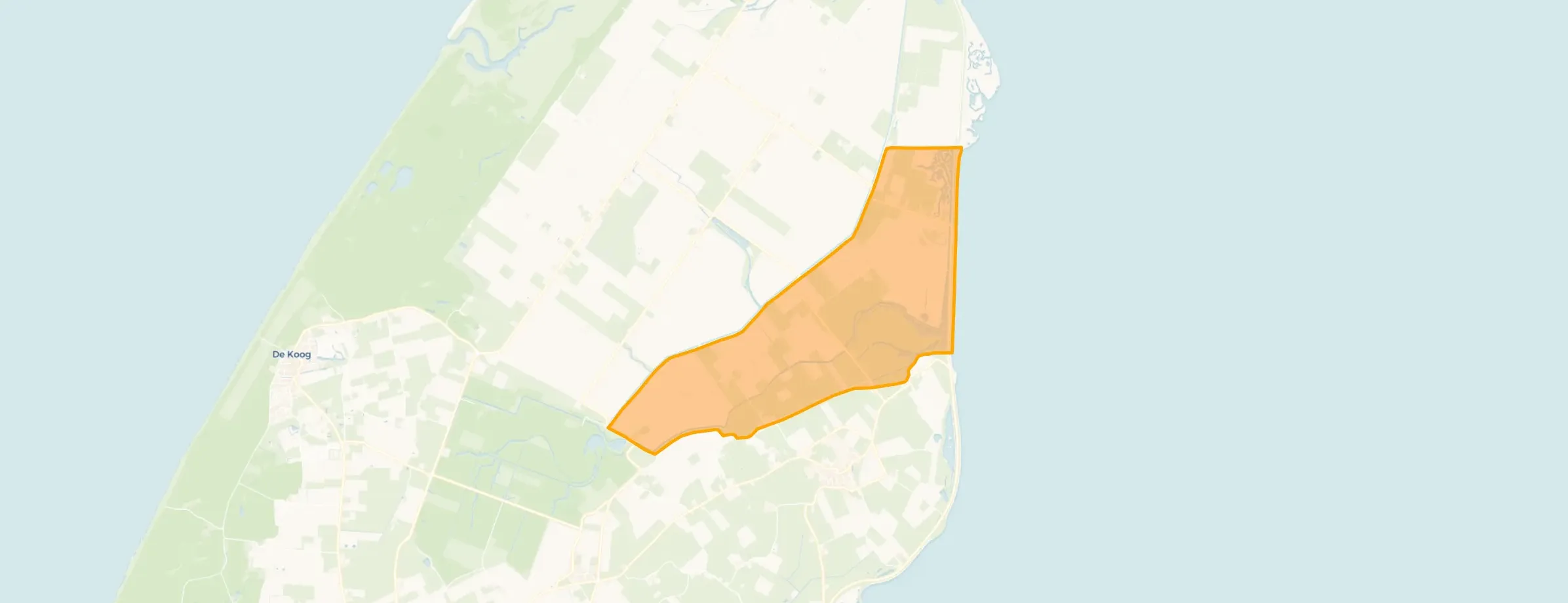 Verspreide huizen in de polder Het Noorden in Texel