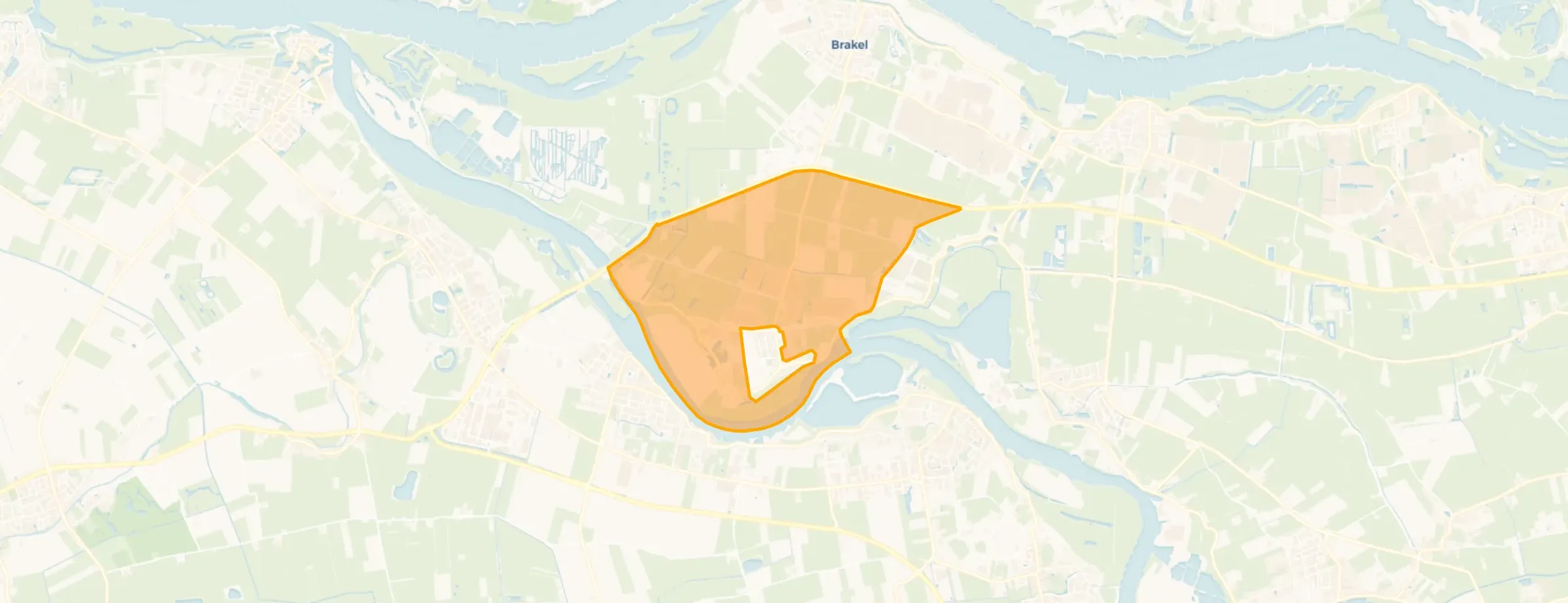 Kaart van Verspreide huizen in de polder Poederoijen