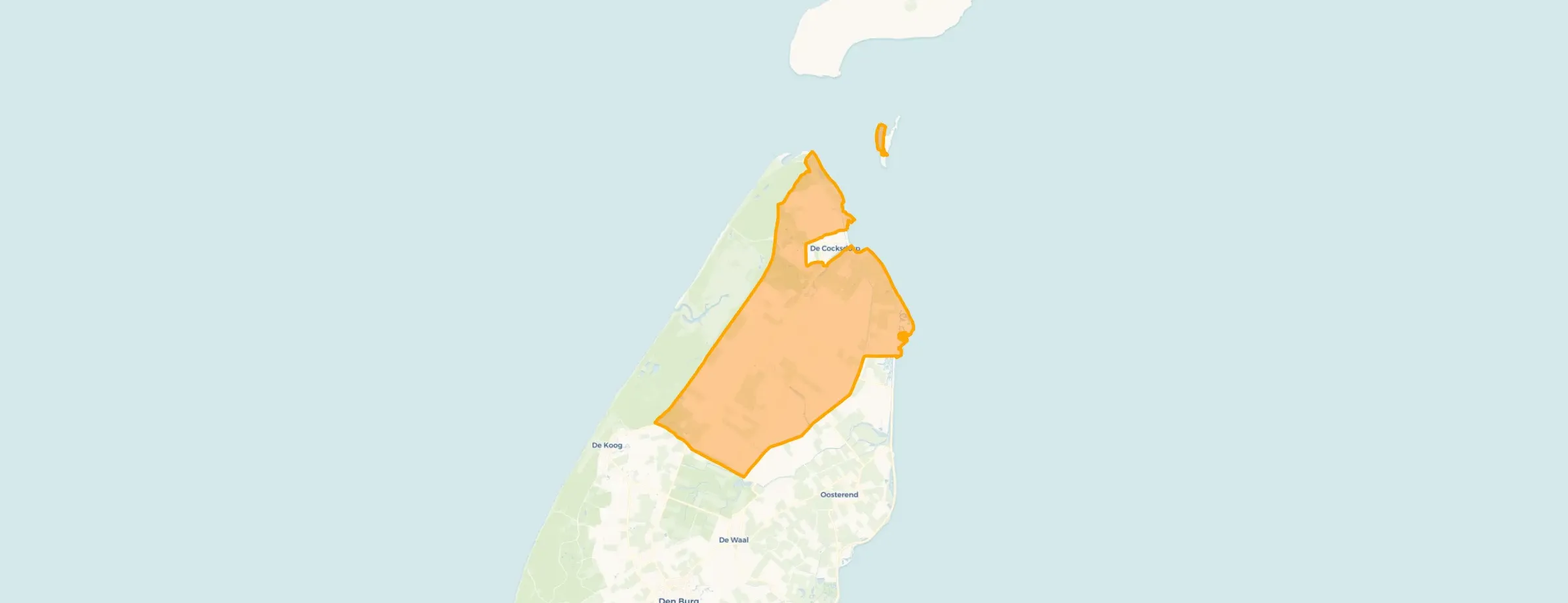 Verspreide huizen in de polders Eierland en Eendracht in Texel