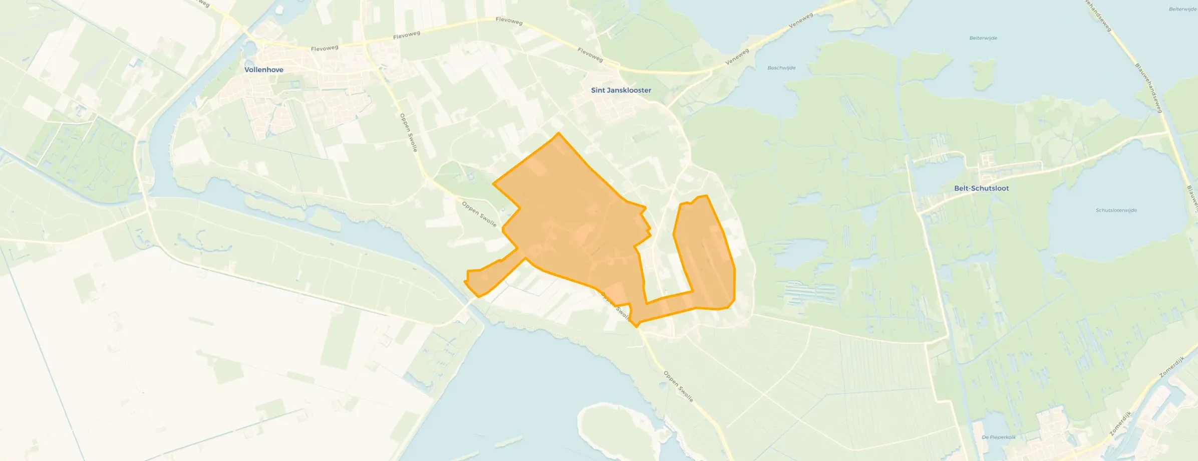 Verspreide huizen Kadoelen en omgeving in Steenwijkerland