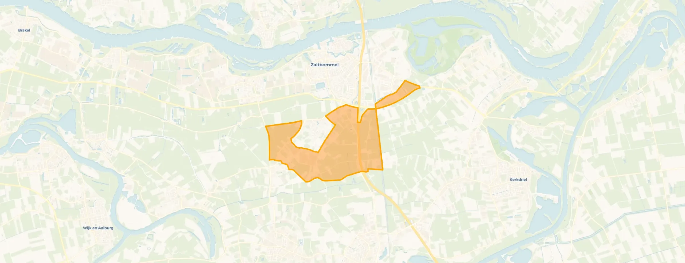 Kaart van Verspreide huizen Kerkwijk en Bruchem