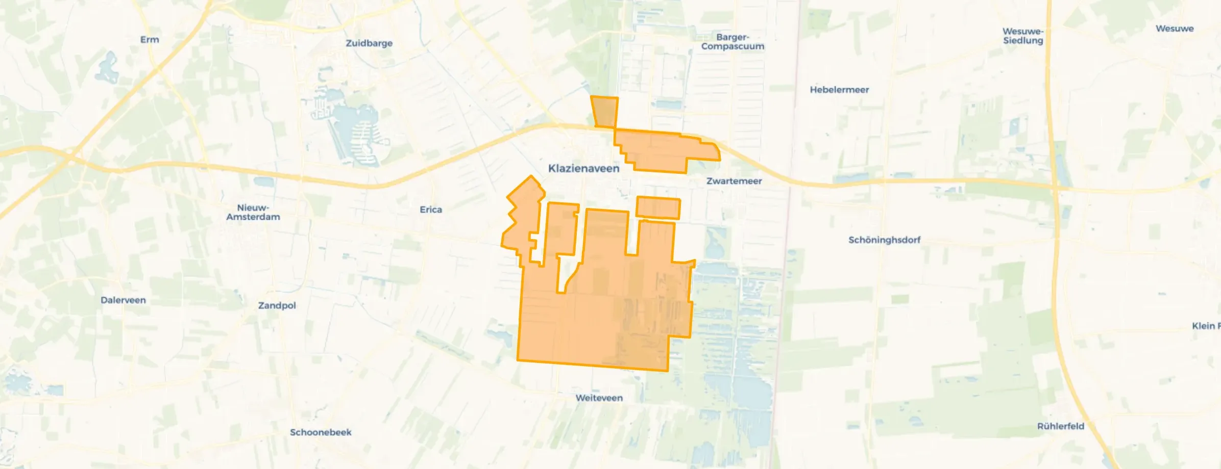 Kaart van Verspreide huizen Klazienaveen