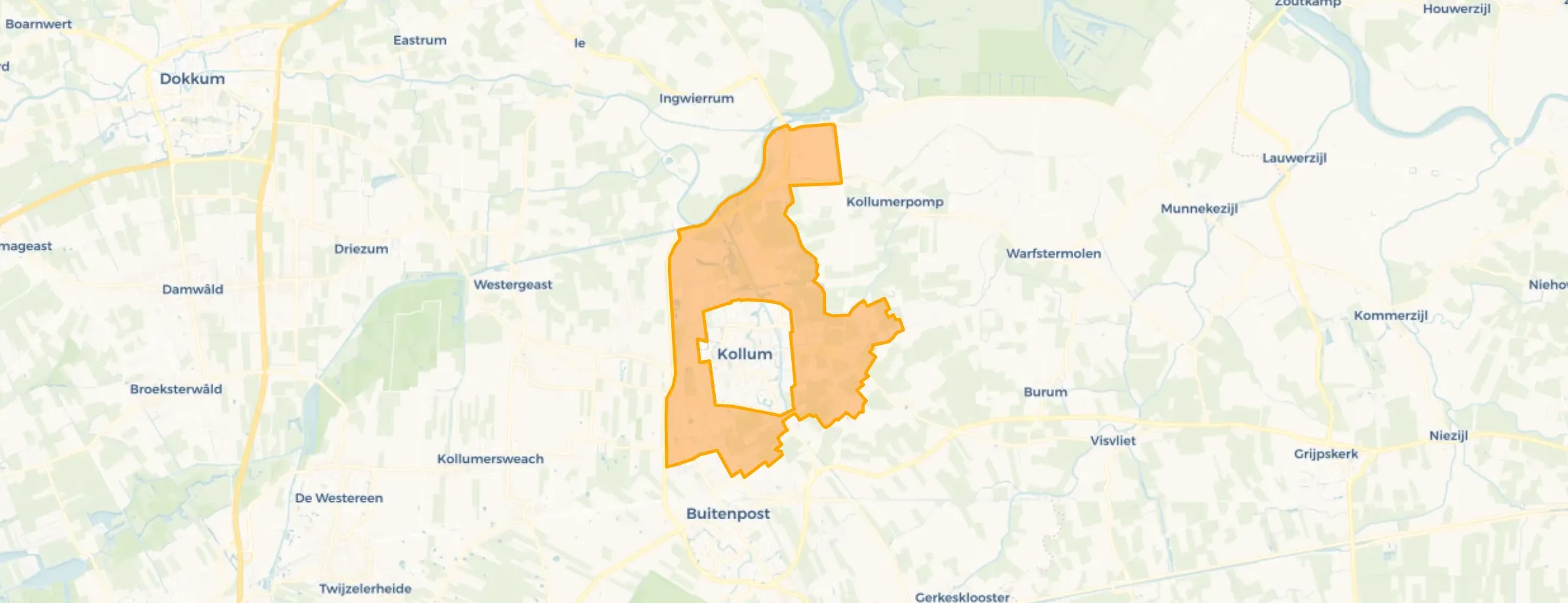 Kaart van Verspreide huizen Kollum