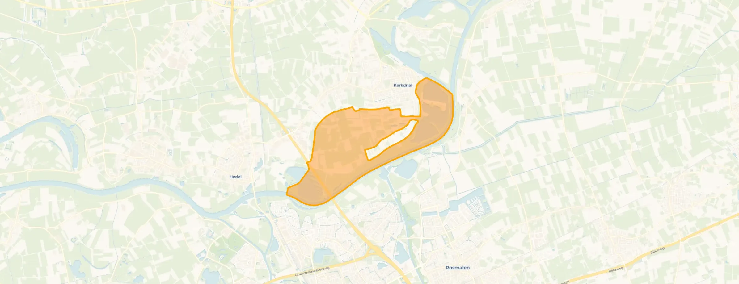 Verspreide huizen Maasdijk en Uiterwaarden