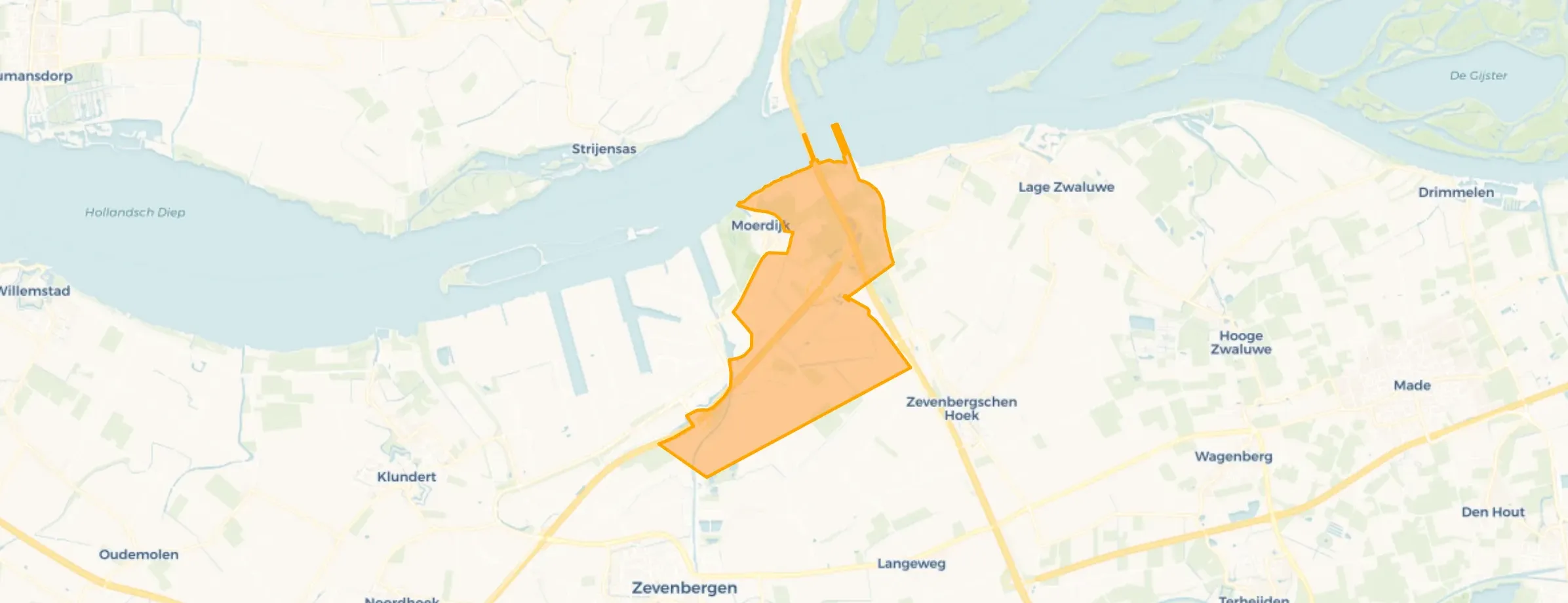 Kaart van Verspreide huizen Moerdijk