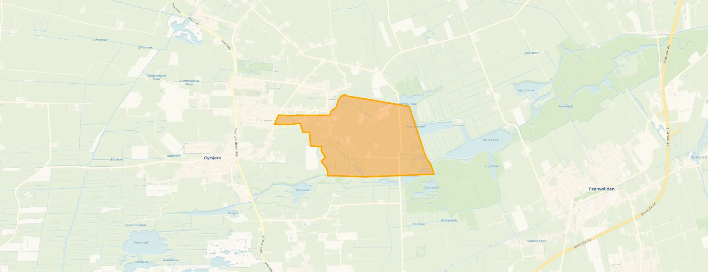 Kaart van Verspreide huizen Mûnein