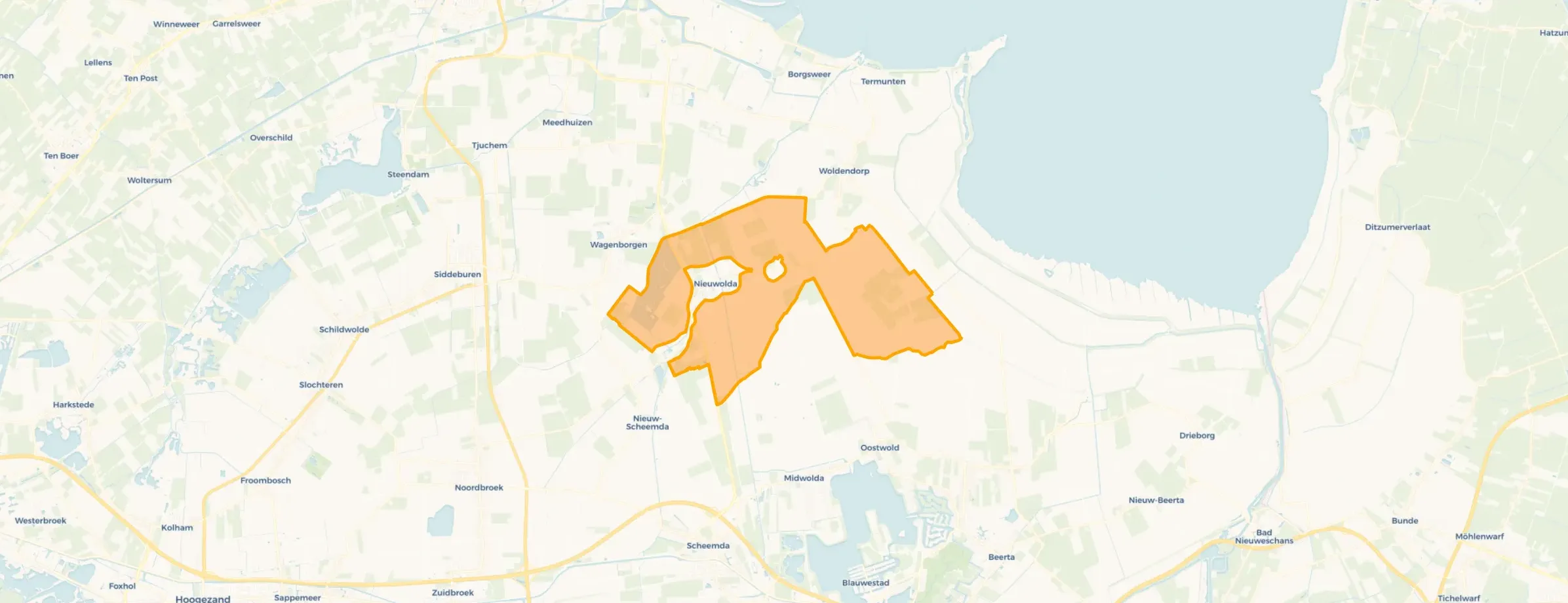 Kaart van Verspreide huizen Nieuwolda