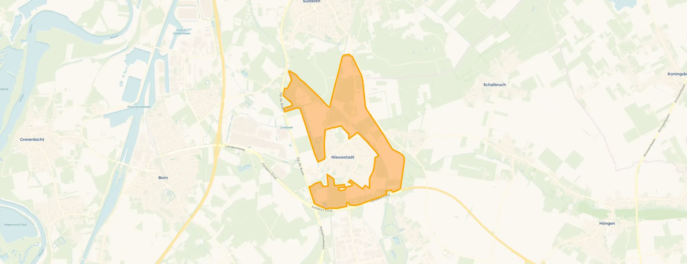 Kaart van Verspreide huizen Nieuwstadt