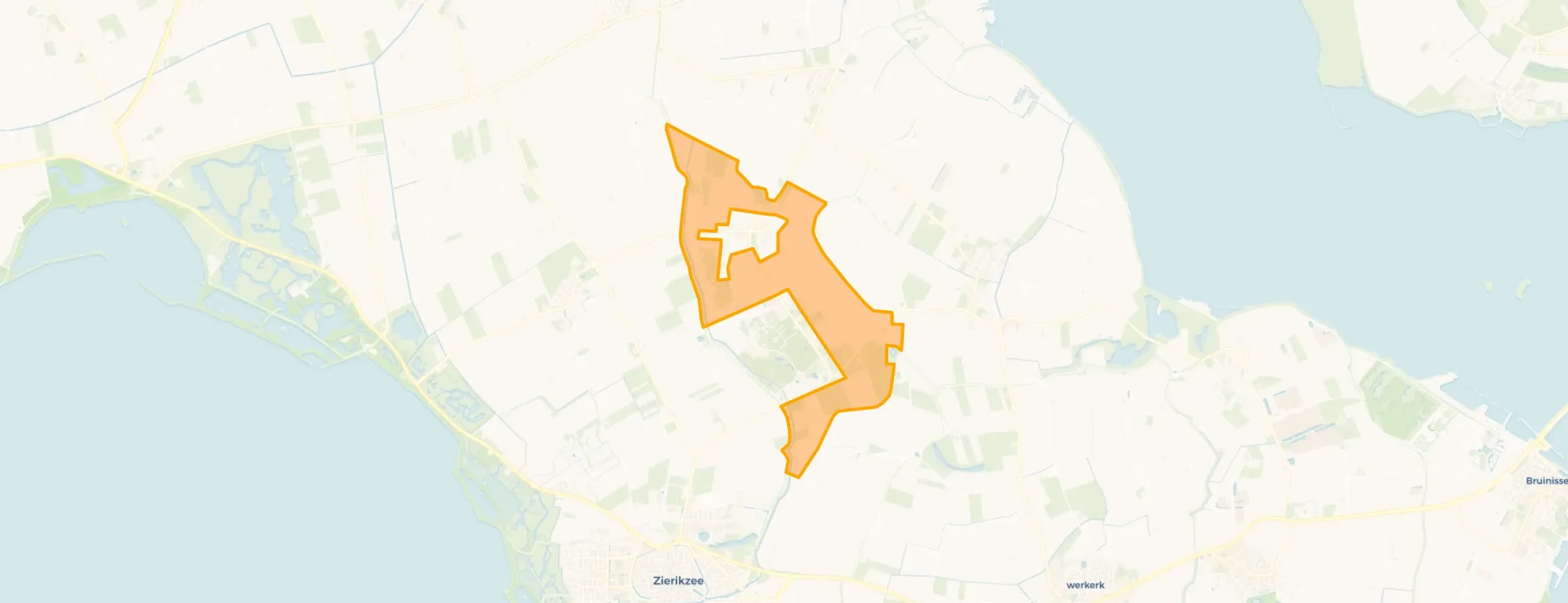 Kaart van Verspreide huizen Noordgouwe en Schuddebeurs