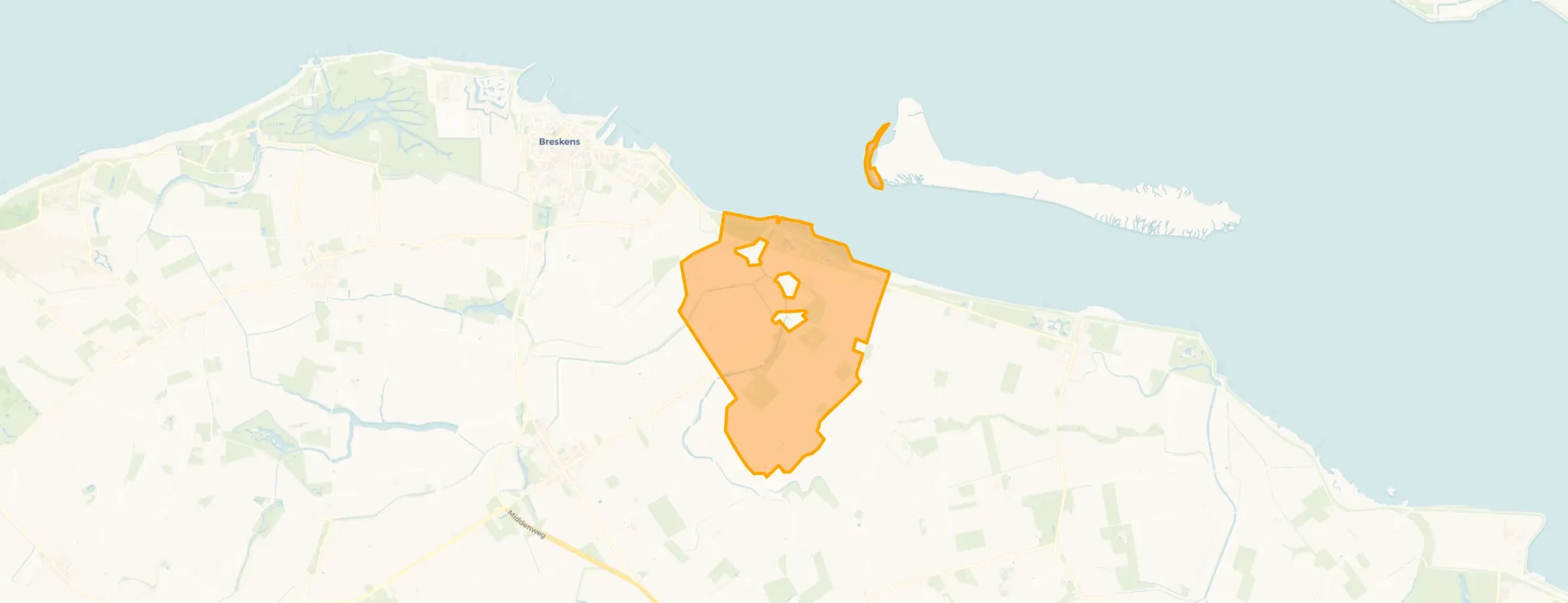 Kaart van Verspreide huizen Nummer Eén en Slijkplaat