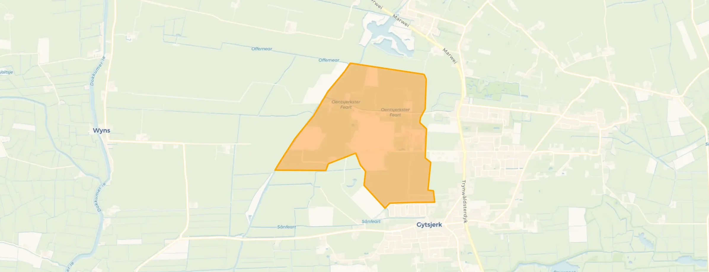 Kaart van Verspreide huizen Oentsjerk