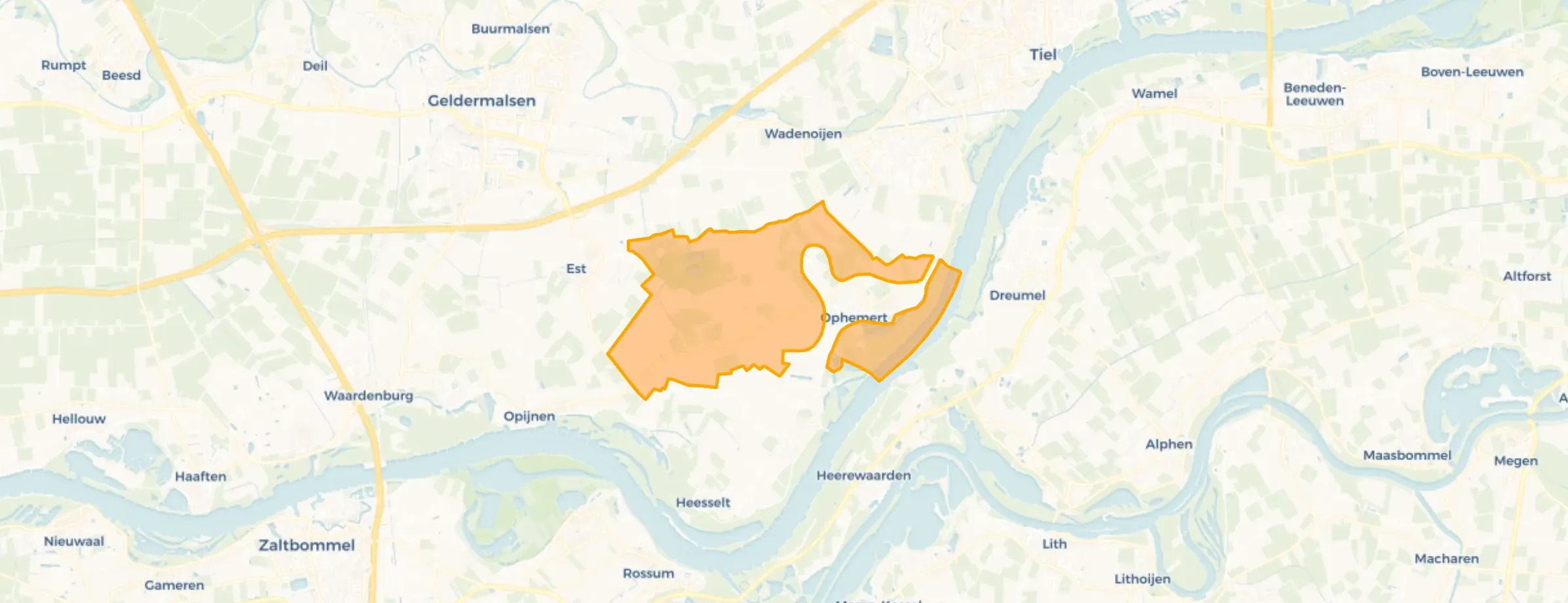 Kaart van Verspreide huizen Ophemert