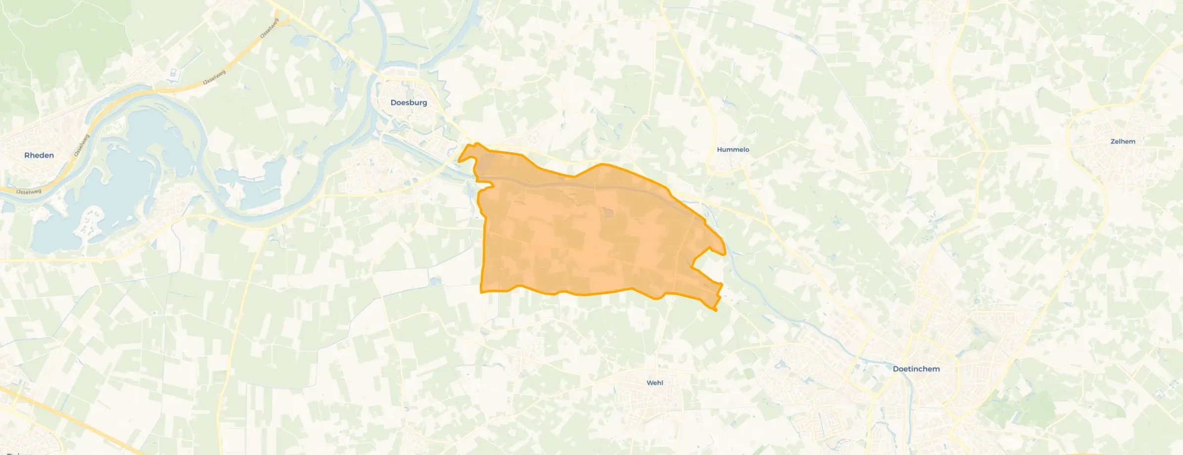 Kaart van Verspreide huizen Oude IJsselgebied