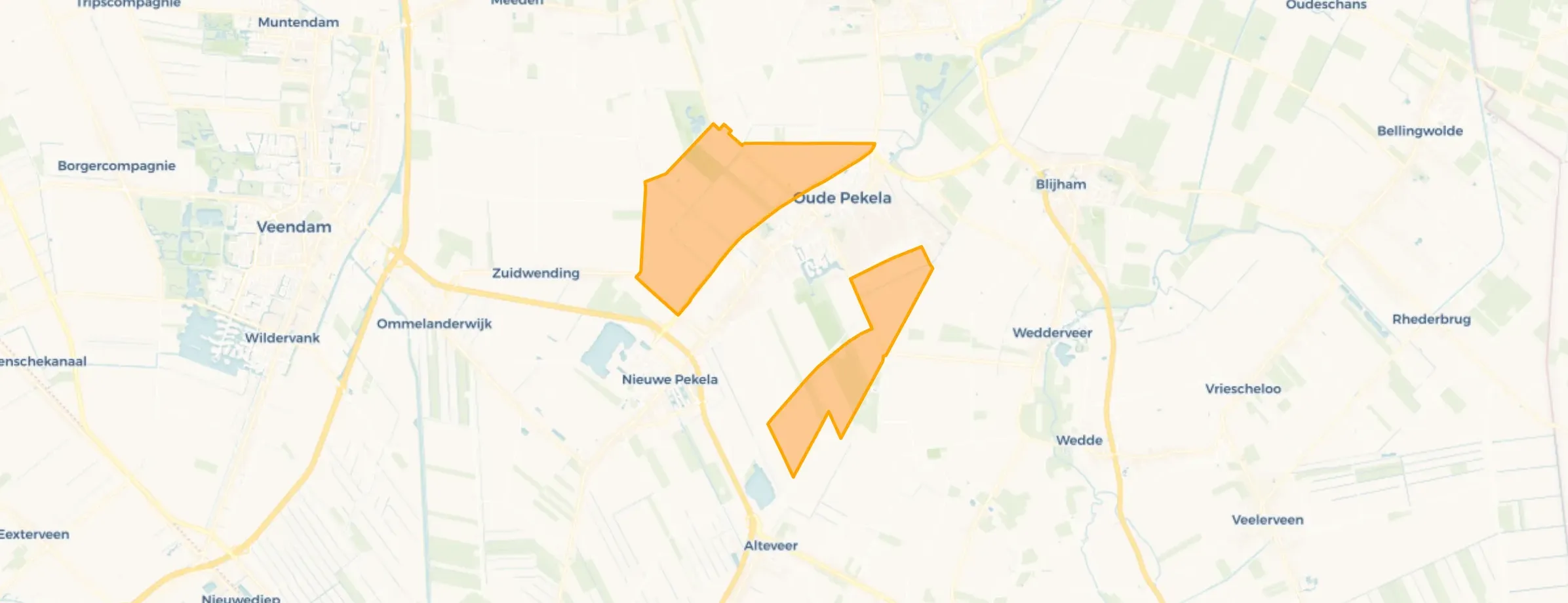 Kaart van Verspreide huizen Oude Pekela