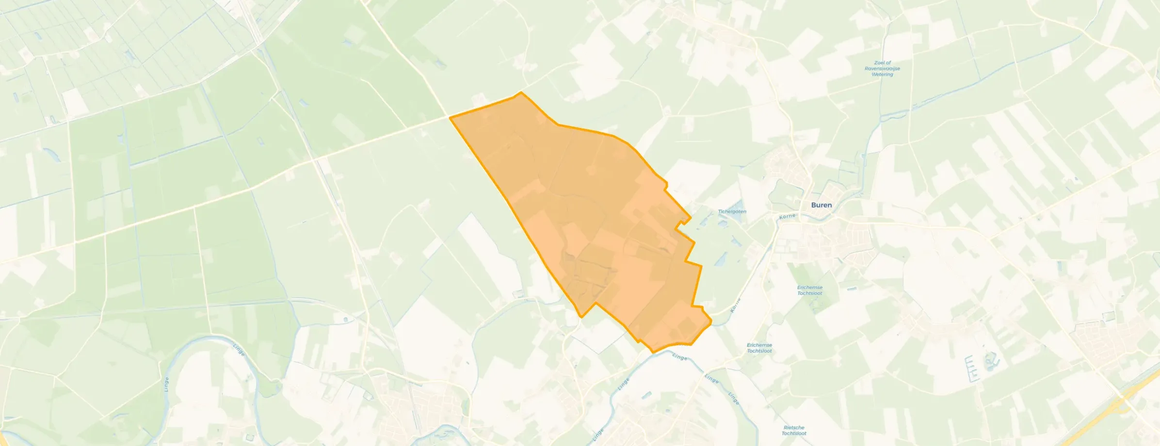 Verspreide huizen poldergebied Buurmalsen
