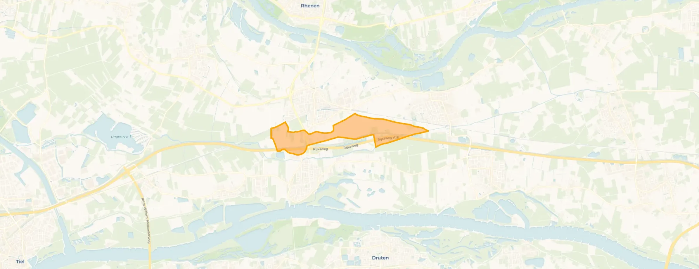 Verspreide huizen poldergebied in Neder-Betuwe